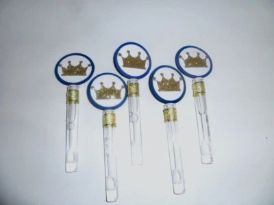 JUEGO DE 10 varitas de burbuja/baby shower/baby shower azul real y dorado Prince Party Foto 1 de 4