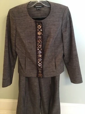 Chaqueta con botones Ellen Tracy 4 pantalones largos Pettie 2 trajes negro marrón lentejuelas para mujer” Foto 1 de 4