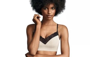 MAIDENFORM, Size Medium, Ivory/Black, “Fit to Flirt”, Seamless, T-Back Bra. NEW - Picture 1 of 11