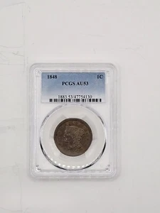 1848 large cent PCGS AU53 - Picture 1 of 4