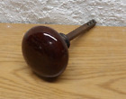 Vintage Antique Brown Porcelain Glass Round Doorknob and Spindle