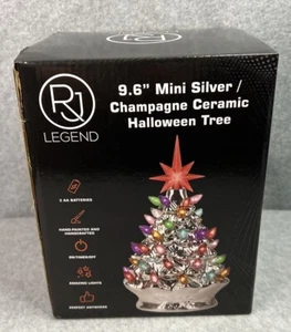 RJ Legend 9.6 In Mini Silver Champagne Halloween  Ceramic Tree - Picture 1 of 8