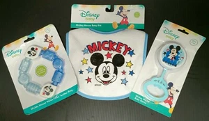 Disney Baby Topolino Bavaglino, Sonaglio, Anello Dente Riempito d'acqua Nuovo - Foto 1 di 12