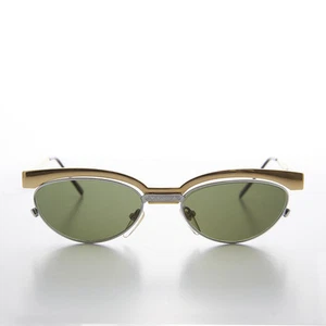 Gold and Silver 90s Floating Lens Cat Eye Vintage Sunglass  - Trina - Picture 1 of 3