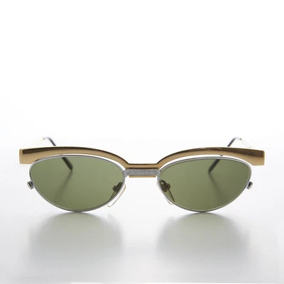 Gold and Silver 90s Floating Lens Cat Eye Vintage Sunglass  - Trina - Image 1 of 3