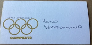 KEENA ROTHHAMMER Autographed Signed 1972 Olympics Metalist Card Swim FREE SHIP - Picture 1 of 2