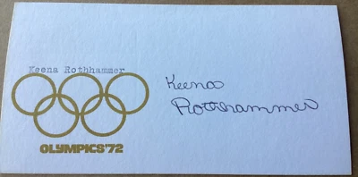 KEENA ROTHHAMMER Autographed Signed 1972 Olympics Metalist Card Swim FREE SHIP - Image 1 of 2