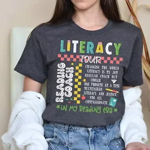Reading Coach Tour Shirt Literacy Coach Tee Back to School Teacher Gift Top - Picture 1 of 4