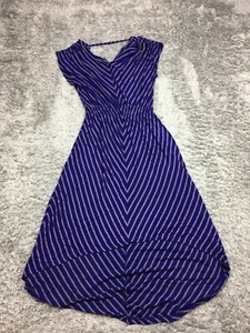 Mossimo Fit And Flare Long Dress Womens Size XS Extra Small Blue Gray Striped - Picture 1 of 10