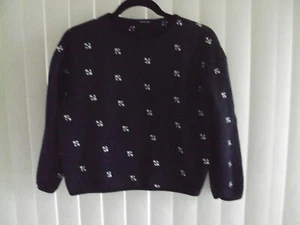 Girls Navy Blue Embroidery Anchor Print Sweatshirt Size Large Unbranded  12/14 - Picture 1 of 4