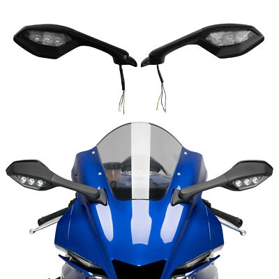 Espelhos retrovisores LED sinais de seta adequados para Yamaha YZF R1 15-24 YZF R6 17-22 - Imagem 1 de 4