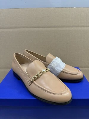 Stuart Weitzman Owen Pearl Chain Leather Loafer Shoes Flats Women’s 9.5B New - Image 1 of 4