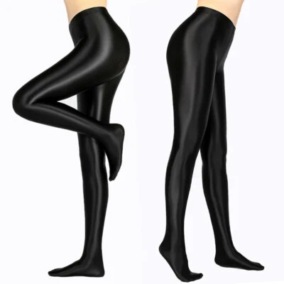 Women's Stretch Oil Shiny Satin Glossy Pantyhose Opaque Tights Stockings Hosiery - Image 1 of 4