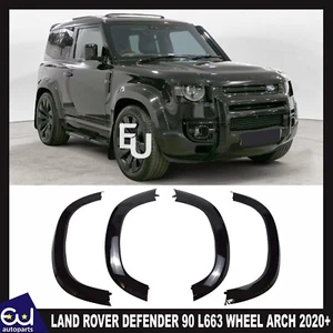 WHEEL ARCH KIT FOR LAND ROVER DEFENDER 90 L663 2020+ GLOSS BLACK WIDE BODY UK - Picture 1 of 14