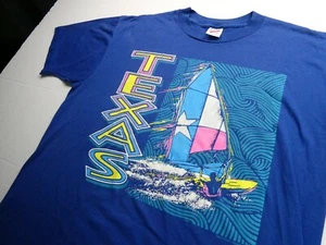 Camiseta Vintage Texas Wind Surfer, Talla Grande (L), Etiqueta Jerzeez, Azul - Imagen 1 de 14