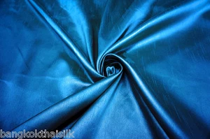 BLUE TEAL DUPIONI FAUX SILK FABRIC Material Bridesmaid Dress Drapes Shirts Suits - Picture 1 of 2