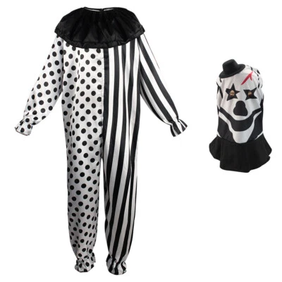 Black and White Clown Cosplay Costume Halloween Carnival Costume Dance Bodysuit - Image 1 of 4