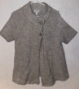 Ann Taylor Loft Women's L Wool Alpaca Button Sweater Big Buttons Gray Chunky - Picture 1 of 5