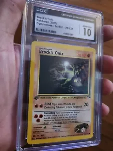 (POP 6) CGC 10 GEM MINT 2000 Pokemon Gym Heroes 21/132 1st Edition BROCK'S ONIX - Picture 1 of 3