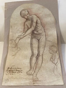 16C.Italian Female study chalk watermark/laid paper Circ/after. Raphael Sanzio - Picture 1 of 10