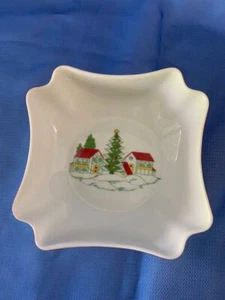 Georges BRiARD 1 SCHALE WEIHNACHTEN PROBENEHMER Leckerbissenschale MCM Mid Century Häuser Bäume - Bild 1 von 3