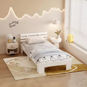 Kinderbett inkl. Lattenrost 90 x 200 cm Weiß Kiefernholz - Massivholz Einzelbett - Bild 1 von 8