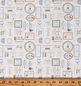 Cotton Stamps Companies Produce Brands White Fabric Print by the Yard D654.05 - Picture 1 of 1