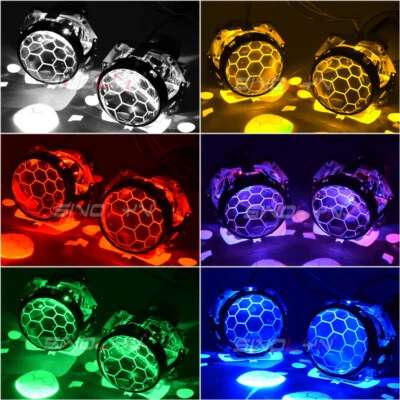 Headlight Bixenon Lens APP Bluetooth Devil Eyes HID Projector Etching Honeycomb - Image 1 of 4
