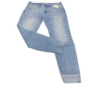 Kancan Light Stone Wash Step Hem Detail Straight Tapered Jeans - Picture 1 of 8