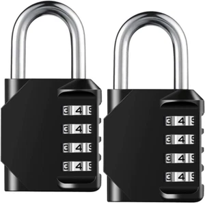 Combination Lock Resettable 4 Digit Padlock With Combination Waterproof 2 Pack - Picture 1 of 11