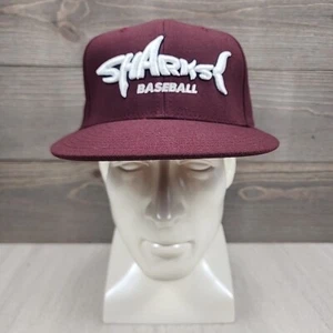 Shark Baseball Hat Cap Pacific Headwear Maroon Snap Back Adjustable Embroidered - Picture 1 of 17