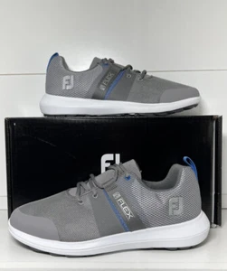 New in Box Footjoy Flex Men's Golf Shoes Size 7 Medium Style #56121 Grey/Blue - Picture 1 of 7