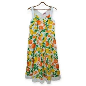 Joe Browns Oranges & Lemons Sleeveless Midi Dress - 100% Cotton - UK Size 12 - Picture 1 of 5