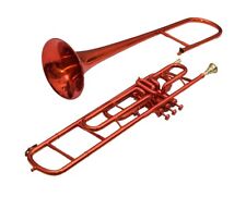Trombone Brass Red Color 3 Valve Bb Pitch Tone with Mouthpiece and Hard Case