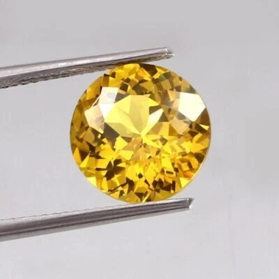 Natural 9x9 MM Flawless EGL Certified Yellow Sapphire Round Cut Loose Gemstone - Image 1 of 4