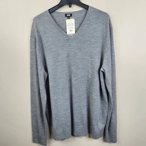 NEW Uniqlo Mens Long Sleeve V-Neck Extra Fine Merino Wool Thin Sweater XL - Picture 1 of 7