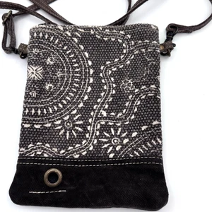 MYRA BAG Umhängetasche BAUMWOLLE LEDER Reißverschlusstasche verstellbarer Riemen - Bild 1 von 8