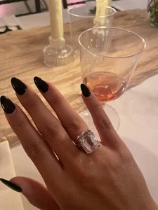 Premium Effy 18k White Gold 10 Ctw Natural Pink Kunzite Cocktail Ring - Picture 1 of 5
