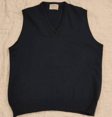 Chaleco Suéter Vintage Orlon Acrílico Abuelo Royal Jeff Talla XL Hecho en EE. UU. Azul Oscuro Foto 1 de 4