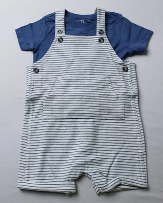 Juego de 2 camisetas y pantalones cortos a rayas Carters Baby Boy AP2 azul/blanco talla: 24M nuevo con etiquetas Foto 1 de 4