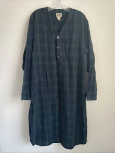 LL Bean Nightgown Women LARGE Flannel Nightshirt Long Sleeve Tartan Plaid H2 - Picture 1 of 4