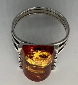 Anillo ámbar cuadrado vintage de plata de ley 925 joyería ámbar talla 7,5. 1 gramo - Imagen 1 de 12