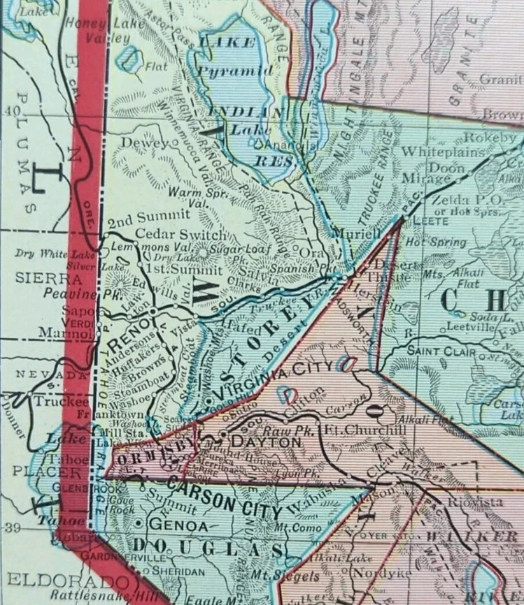 Mapa NEVADA 1903 22"x14" Antiguo Antiguo Original LAGO TAHOE CARSON CITY RENO Foto 1 de 4