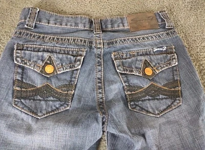 Pantalones de mezclilla Seven 7 para hombre 30x29 azul bota corte trasero solapa bolsillos vaquero rodeo Foto 1 de 4