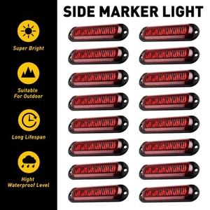 16pcs 6-LED Side Marker Indicator Clearance Light Red Brake Signal Light USA - Picture 1 of 16