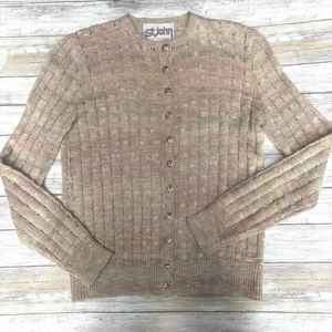 Vintage 70er St John Marie grau Strick Cardigan Pullover kleiner Knopf Old Money Preppy - Bild 1 von 16