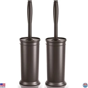 Toilet Brush Set 2 Pack with Long Handle & Holder, Durable Deep Cleaning Tool - Picture 1 of 6