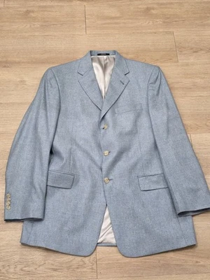 2024 HART SCHAFFNER MARX Abrigo Deportivo Azul Claro Traje Blazer 42L Lana Seda Foto 1 de 4