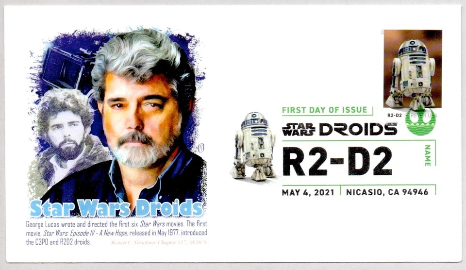 #5574 R2-D2 STAR WARS DROIDS STAMP FIRST DAY OF ISSUE , COLOR CANCEL FDC - Image 1 of 1