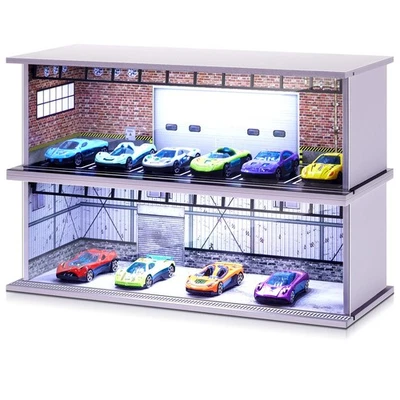 2 Pcs Display Case for Toy Car Garage with LED Light Stackable 1/64 Scale Die... - Image 1 of 4